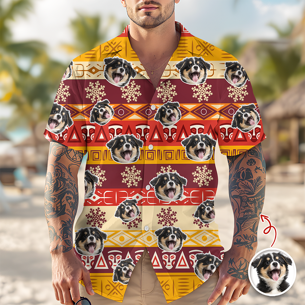 Custom Photo With Aboriginal Pattern Dog Hawaii Shirt CH07 911118