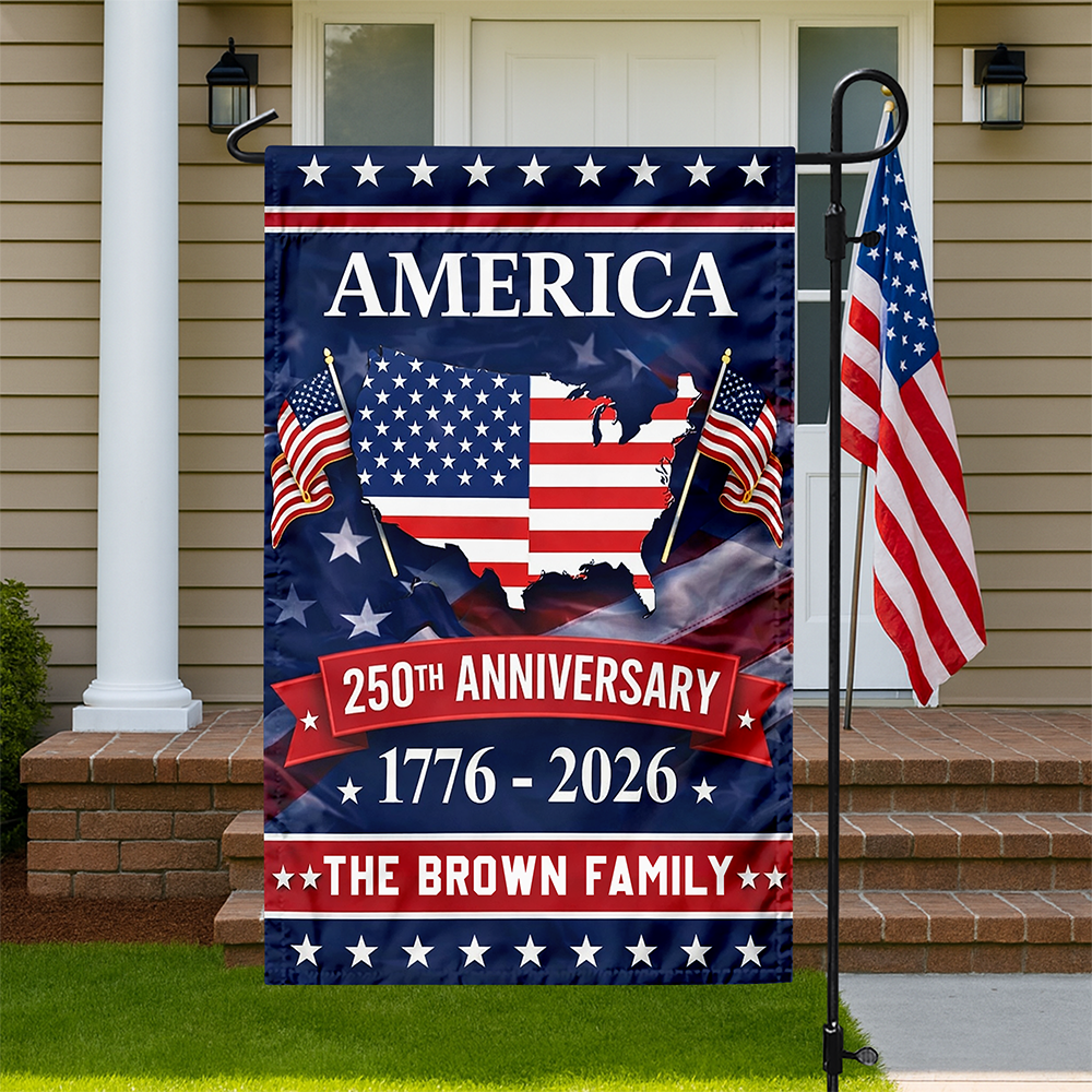 Custom Family Name America 250th Anniversary Garden Flag TH10 898825