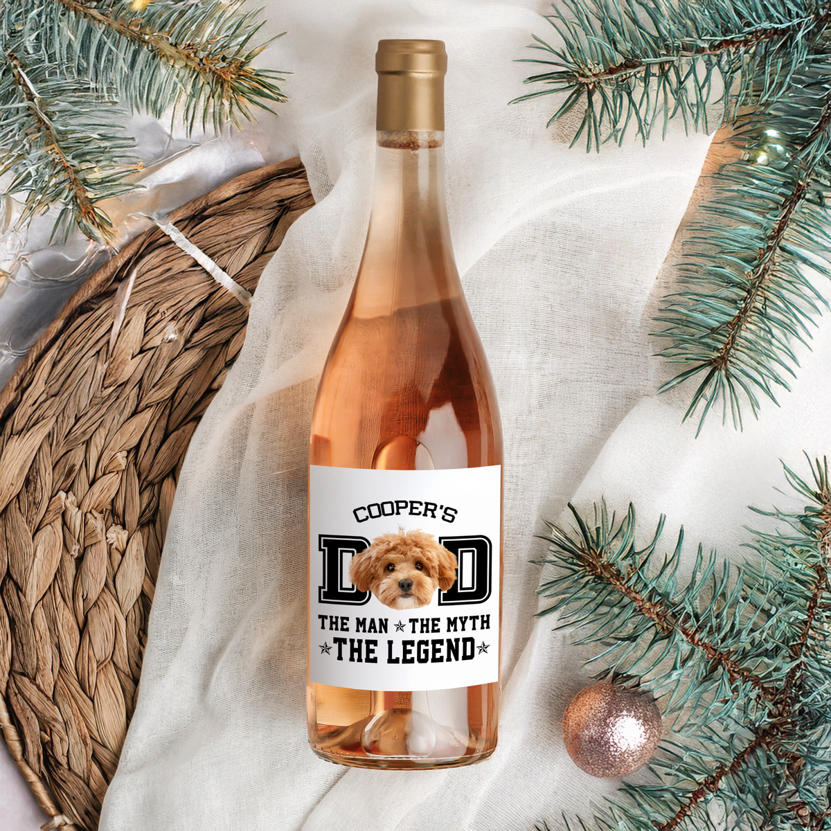 Custom Photo Dog Dad The Man The Myth The Snack Dealer Wine Label LM32 893887