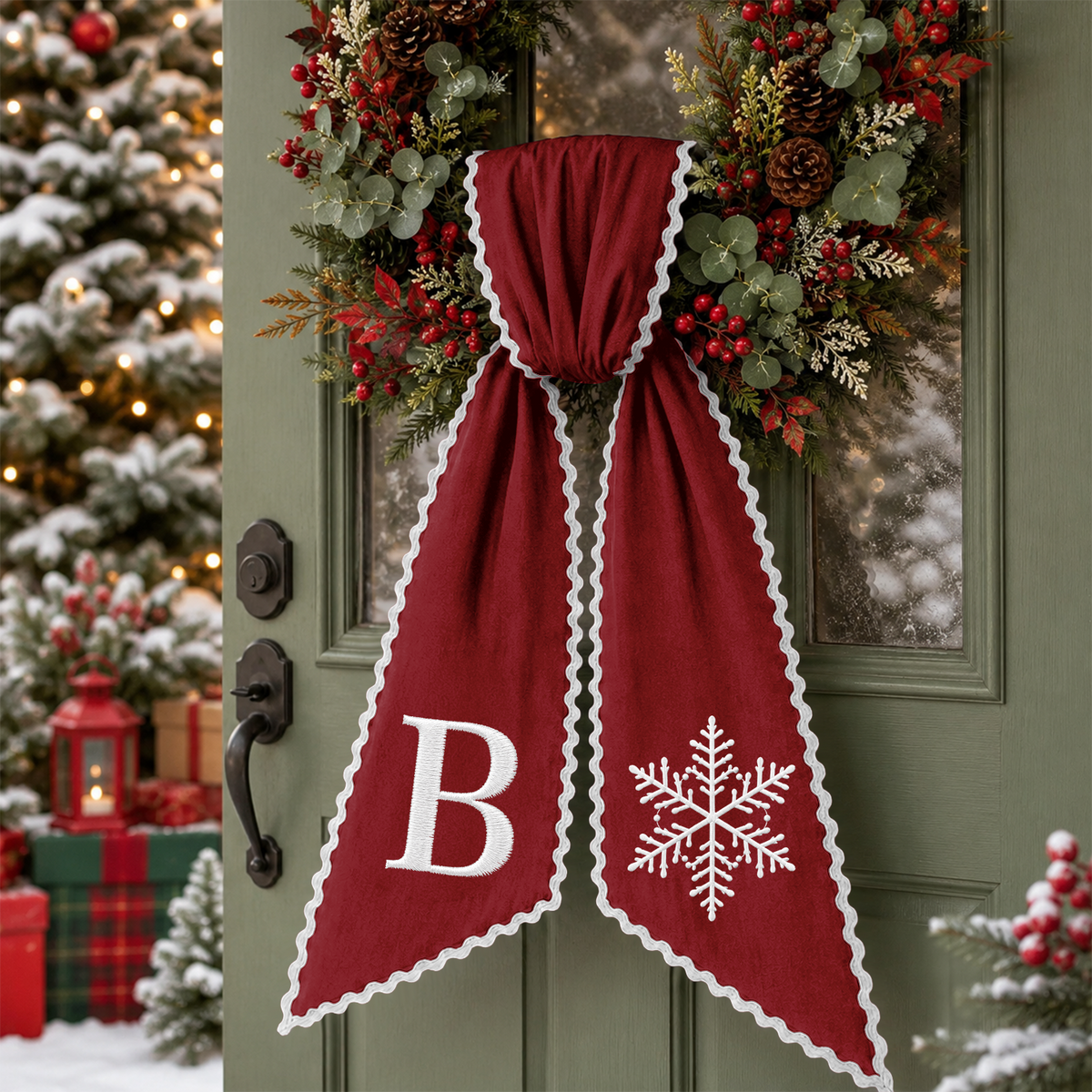 Personalized Christmas Tree Monogram Embroidered Wreath Sash TH10 171275