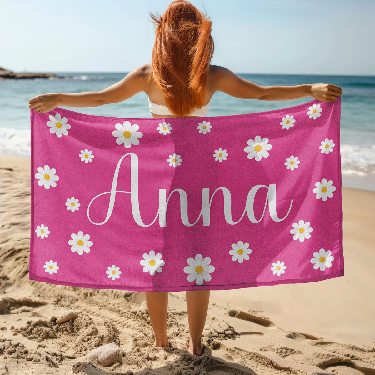 Custom Name Daisy Beach Towel For Summer TH10 894167