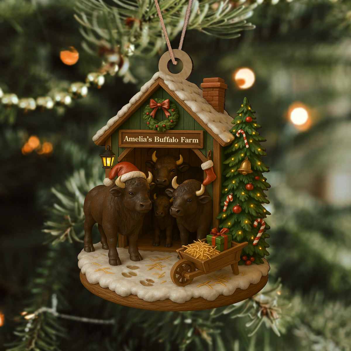Custom Name Buffalo Farm Wood Ornament – Christmas Gifts for Women & Men LM32 895611
