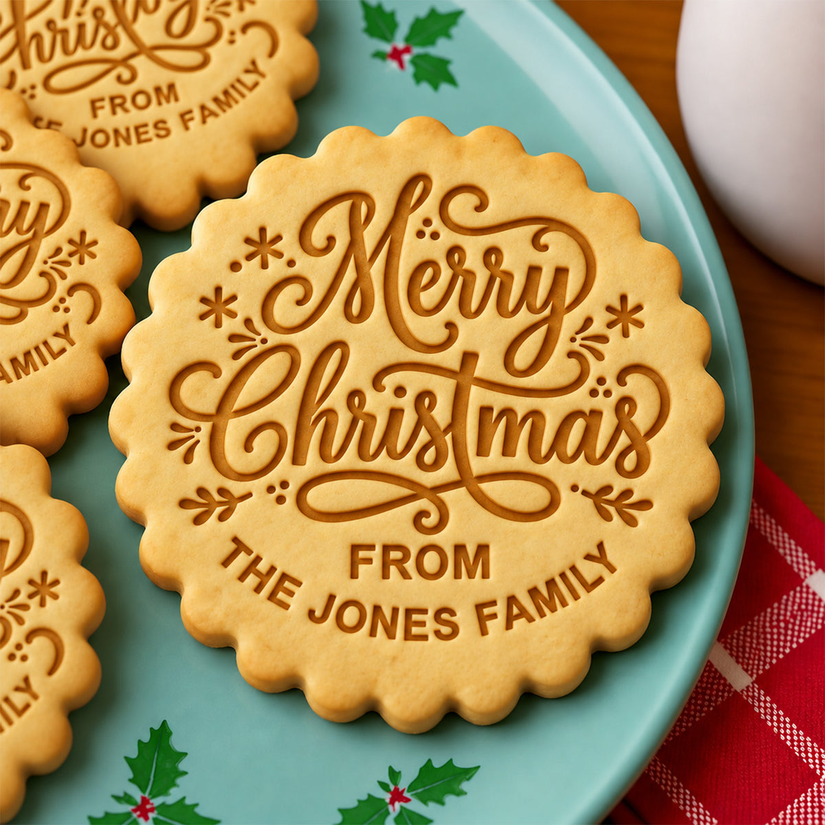 Personalized Family Name Merry Christmas Family Cookie Stamp HA75 919464