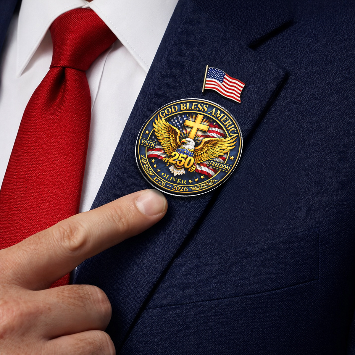 Custom Name God Bless America 250th Anniversary 1776 - 2026 Acrylic Pin CH07 911110