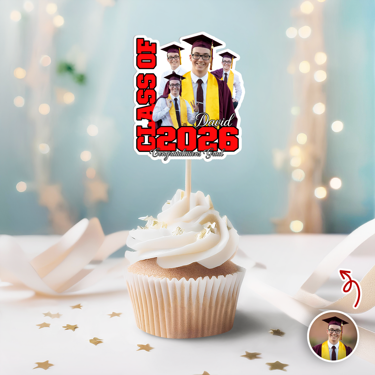 Custom Photo Class Of 2026 Graduation Cupcake Toppers HA75 920044