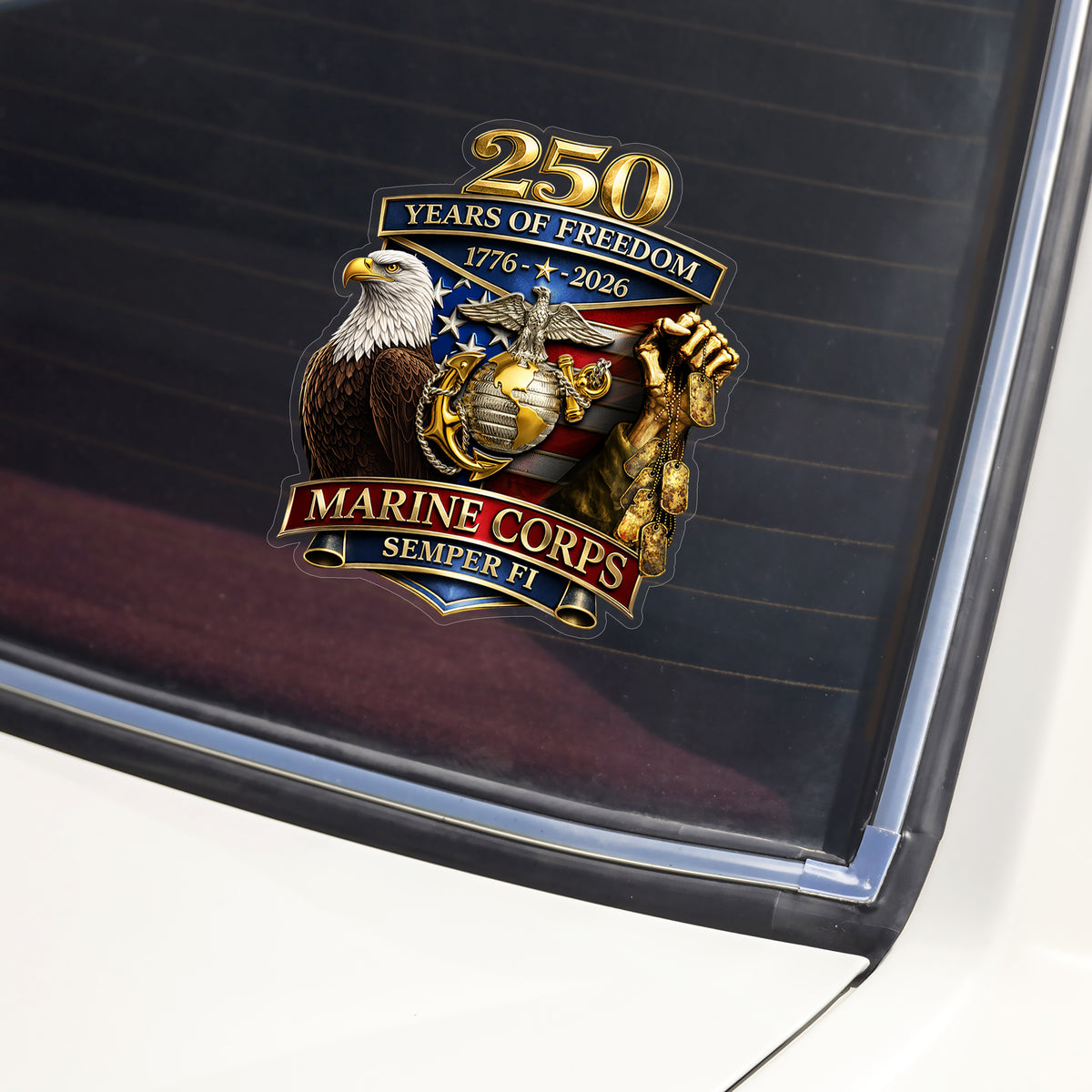 Personalized Military Branch 250 Years Of Freedom 1776–2026 Car Window Decal Sticker HO82 902036