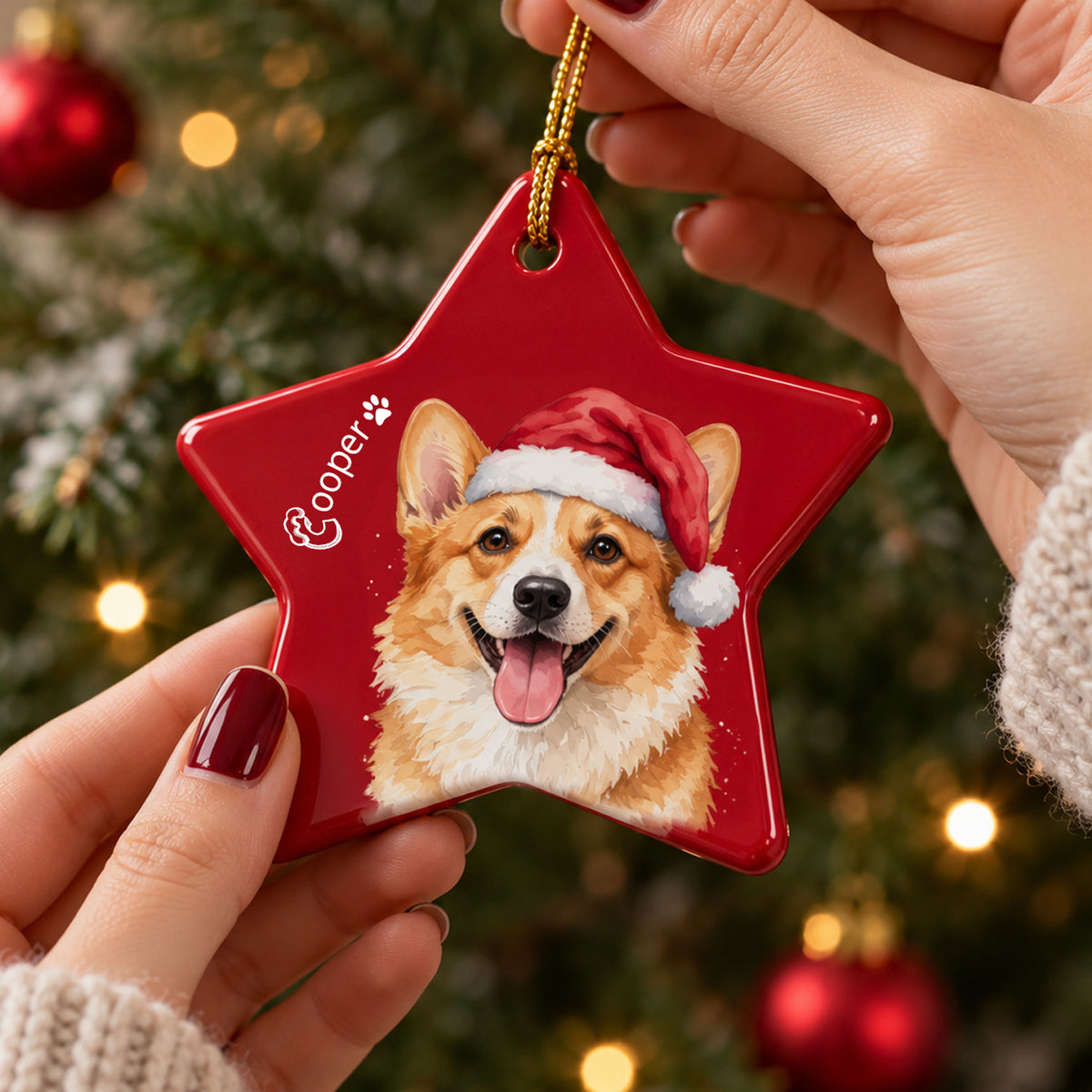 Custom Dog Cat Photo Christmas Ceramic Ornament, Keepsake Gift For Pet Lovers LM32 670369