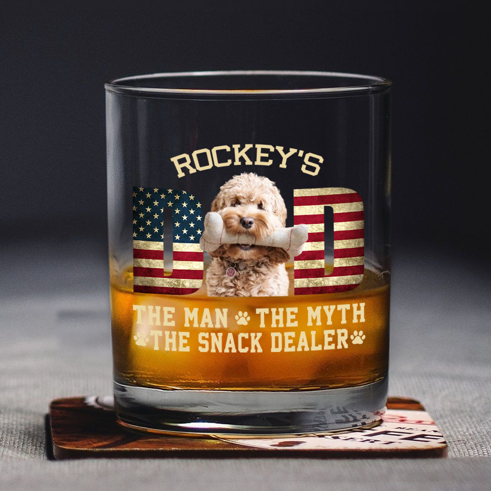 Custom Photo Dog Dad The Man The Myth American Flag Dad Rock Glass HA75 892272