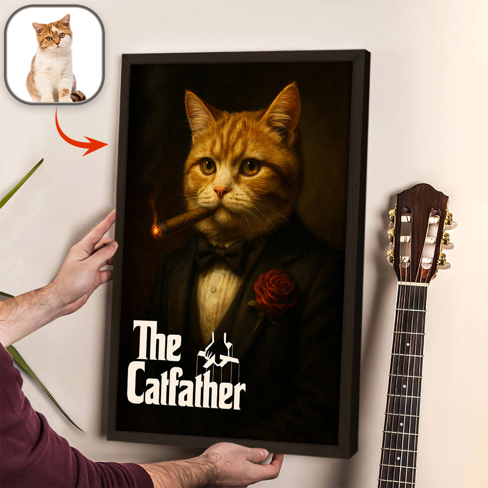 Custom Photo Dogfather Catfather Classical Style Poster Gift For Dog Cat Lovers HO82 894840