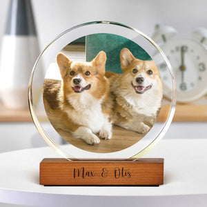 Custom Pet Photo Round Acrylic Frame Block Gift For Dog Lovers, Cat Lovers CH07 896046