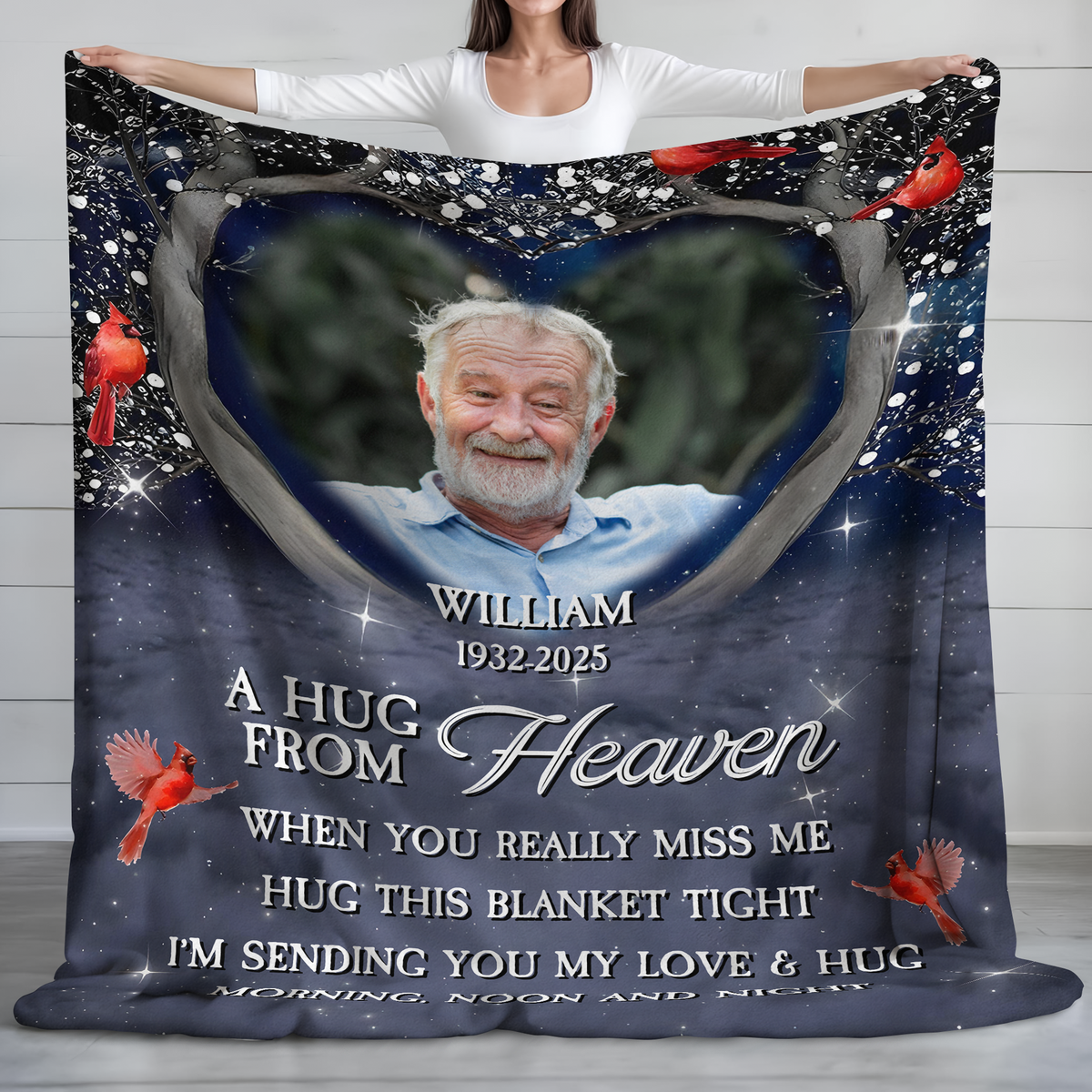Personalized A Hug From Heaven Custom Photo Memorial  Blanket CH07 896454