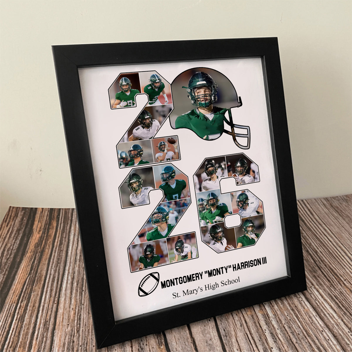 Senior 2026 Football Photo Collage – Personalized Picture Frame Player Gift & Football Keepsake HO82 900308
