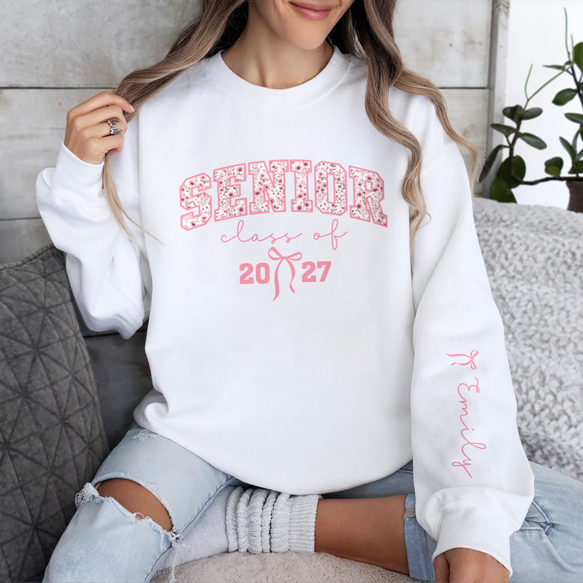 Personalized Coquette Senior 2026 Sleeve Sweatshirt - Graduation Gift LM32 899145