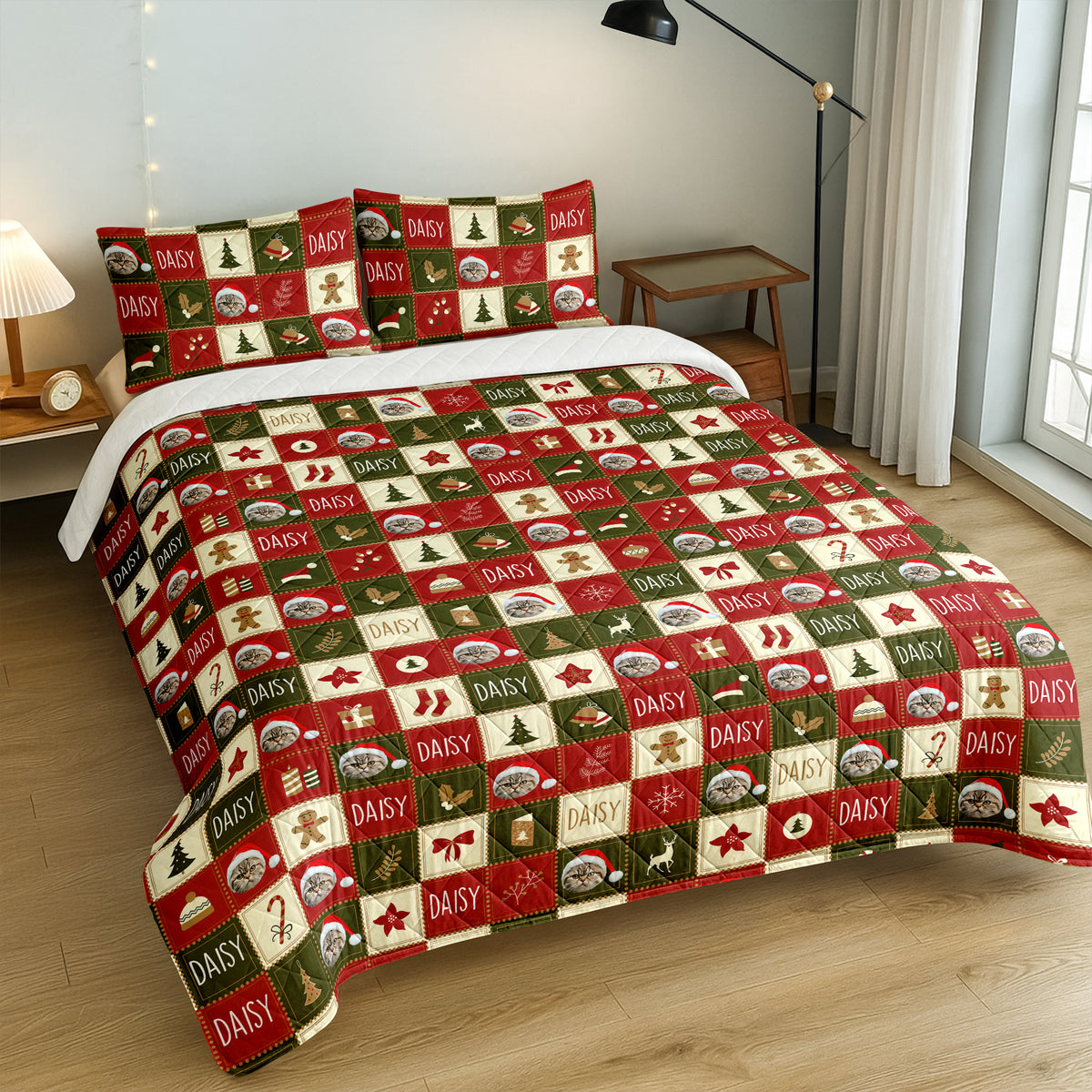 Custom Photo Christmas Icon Dog Cat Quilt Bedding Set HA75 898238
