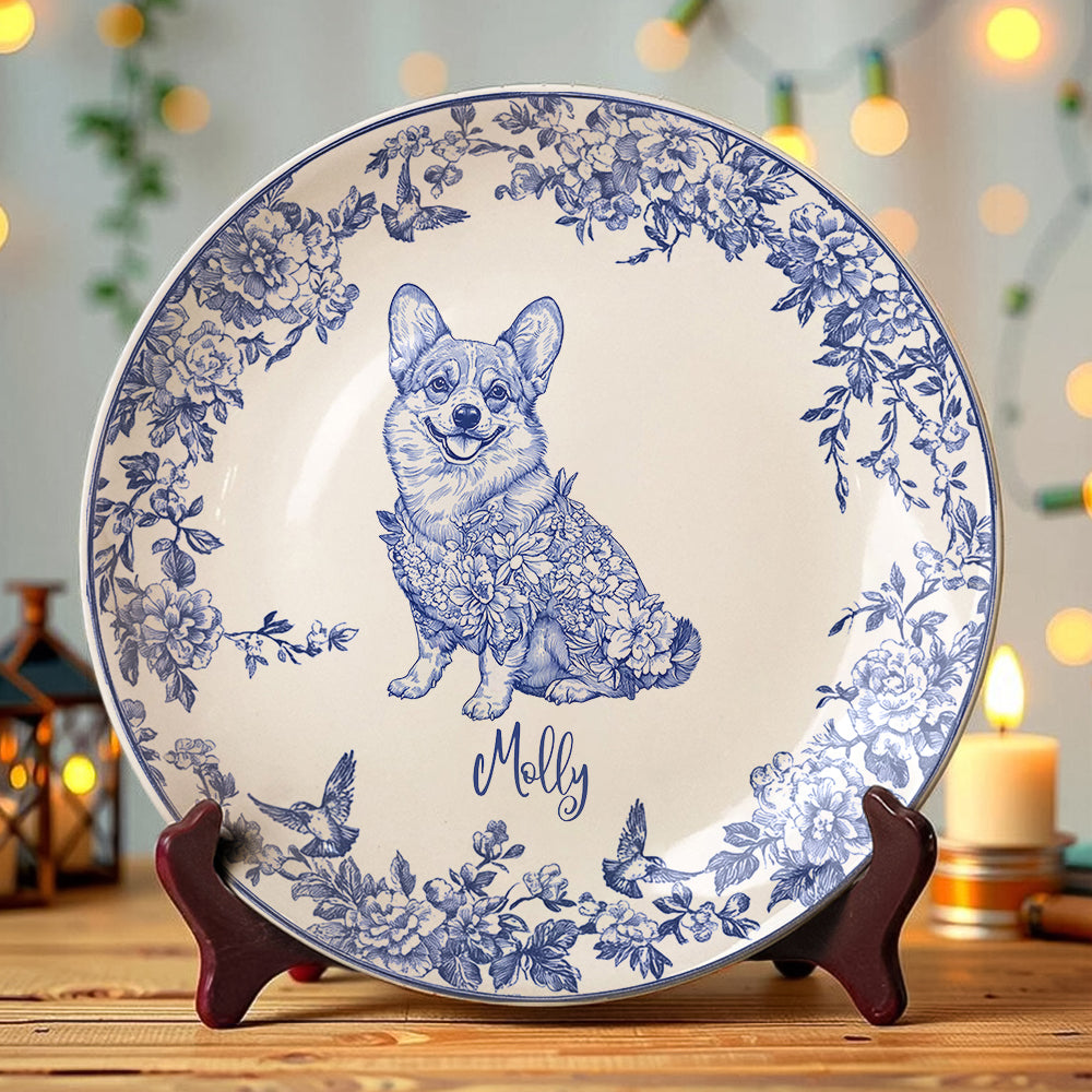 Custom Dog Breeds Chinoiserie Toile De Jouy Style Personalized Ceramic Plate HA75 892532