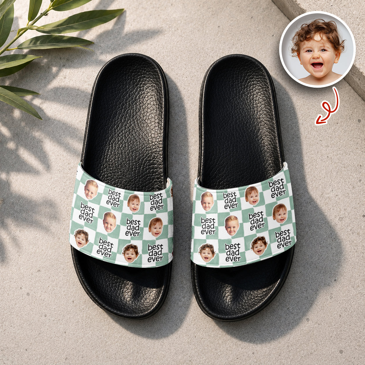 Custom Baby Face Best Dad, Mom Ever Slide Sandals - Gift For Dad, Father's HO82 902574
