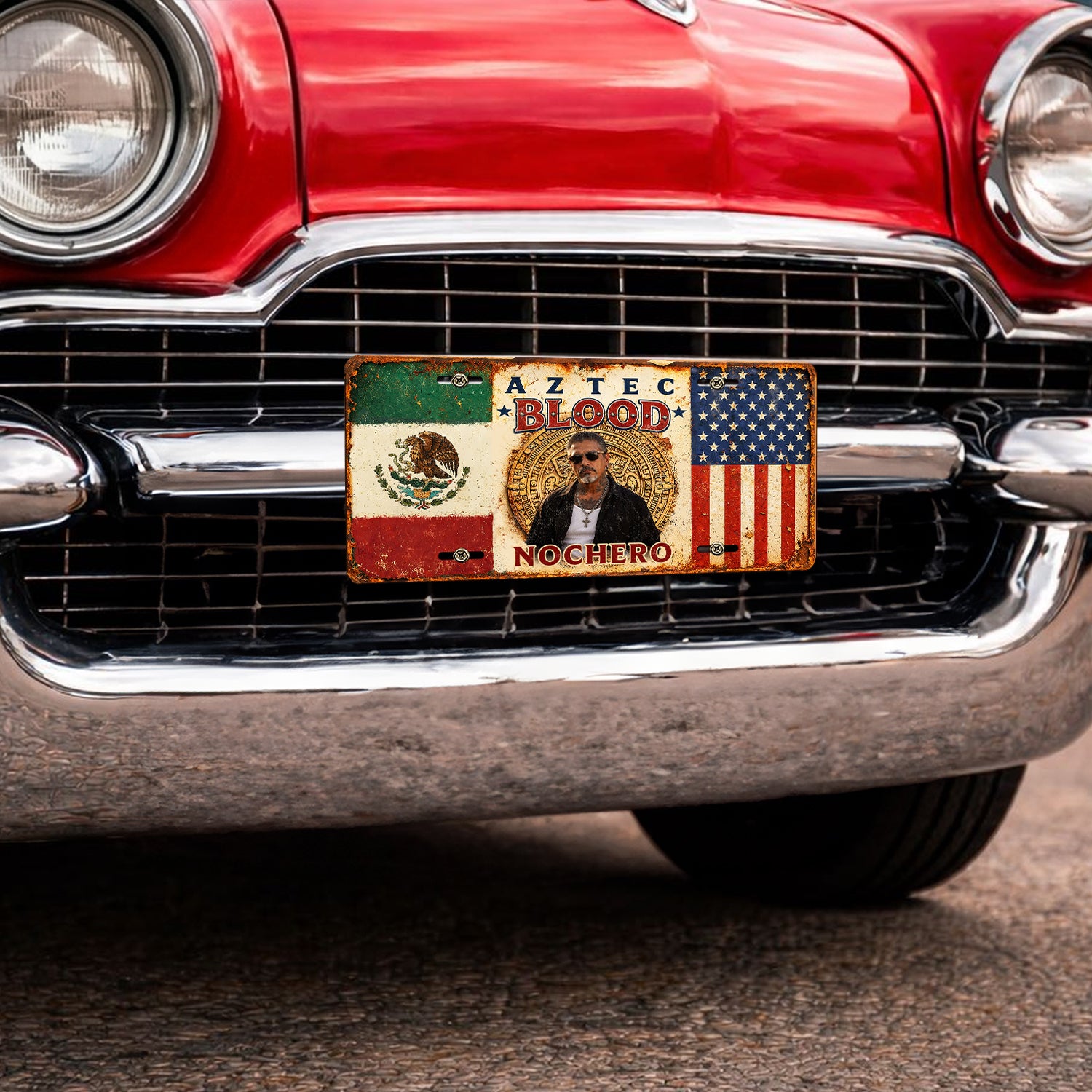Personalized Aztec Blood Mexican American Pride Vintage License Plate HO82 902112