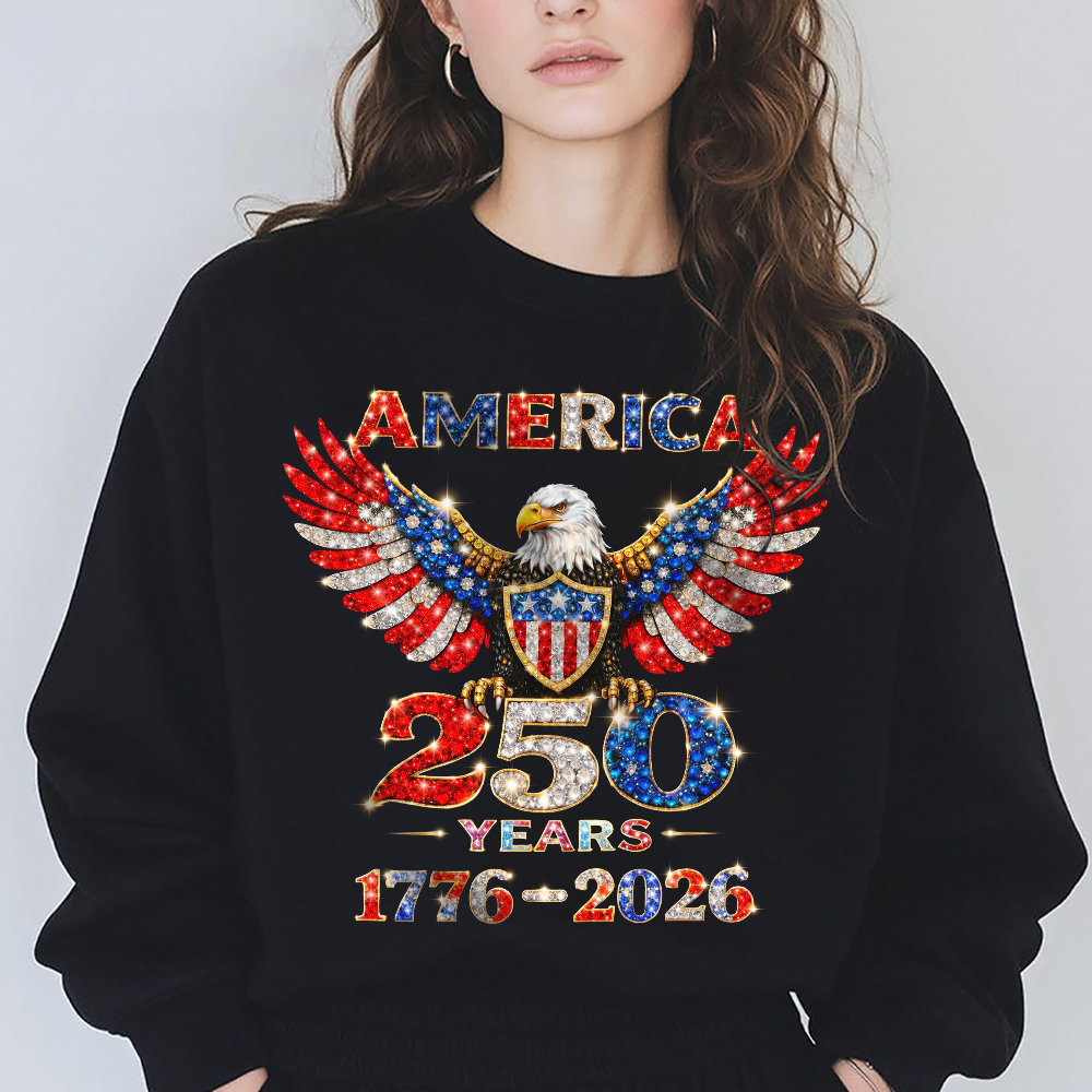 America 250 Years 1776–2026 Patriotic Eagle T-Shirt, USA Flag Independence Day Dark Shirt CH07 911092