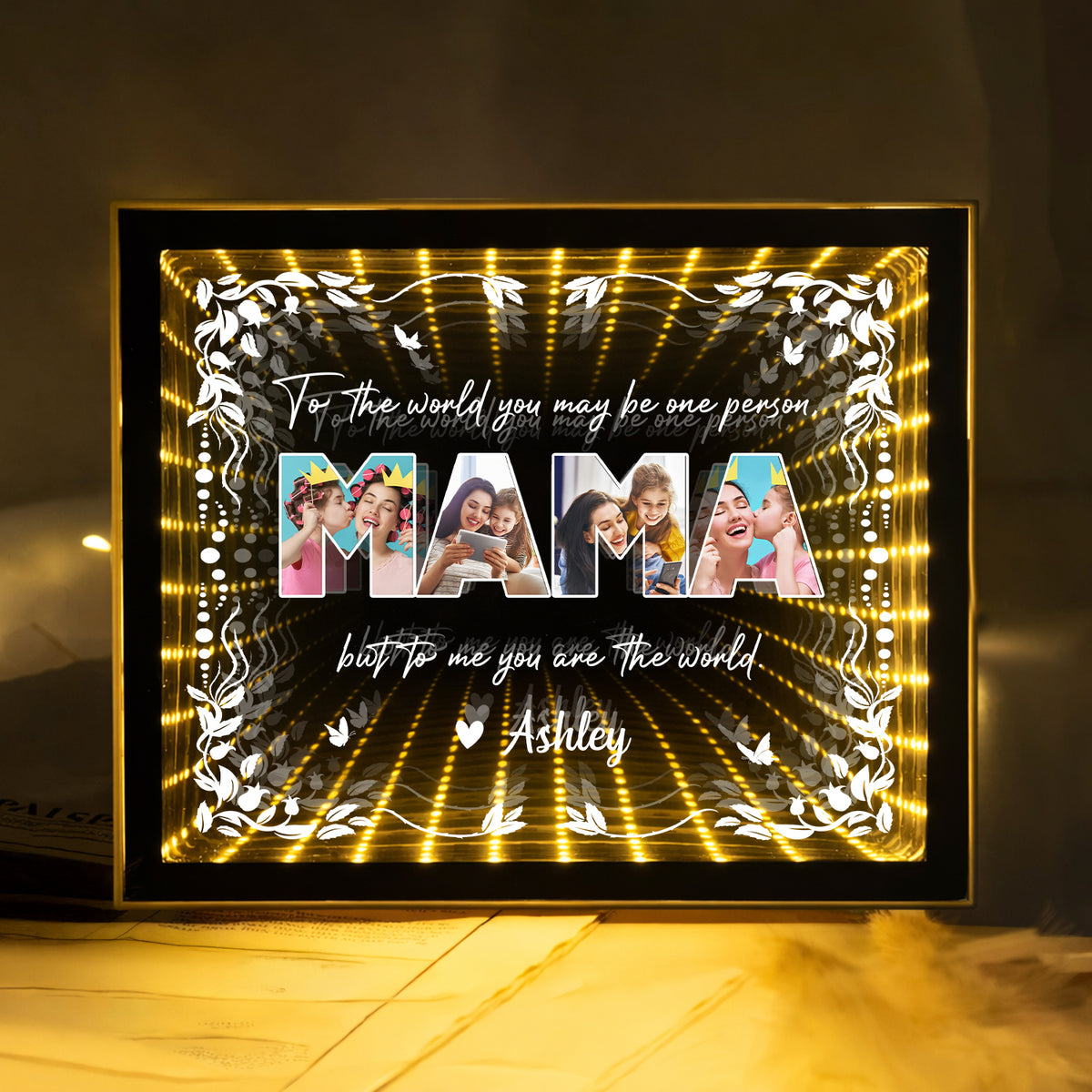 Custom Photo Happy Mother's Day Heart Infinity Mirror Light Box HO82 901630