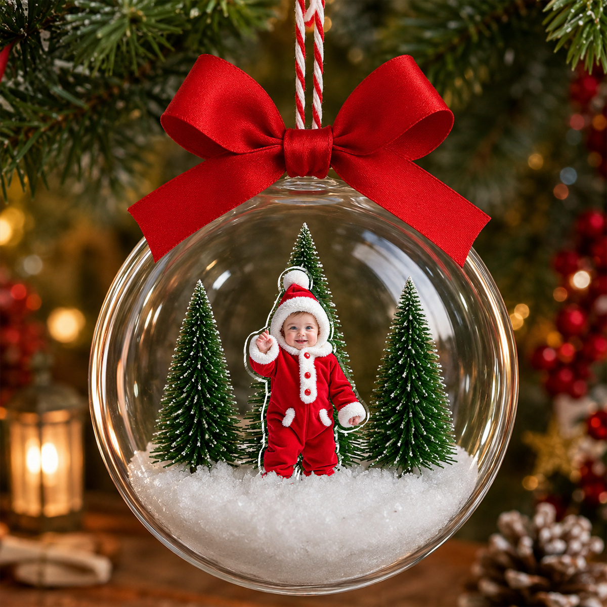 Custom Baby Photo Christmas 3D Acrylic Ball Ornament CH07 180592