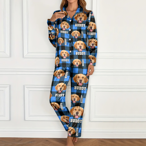 Custom Photo Name Dog Cat Satin Pajamas CH07 896208