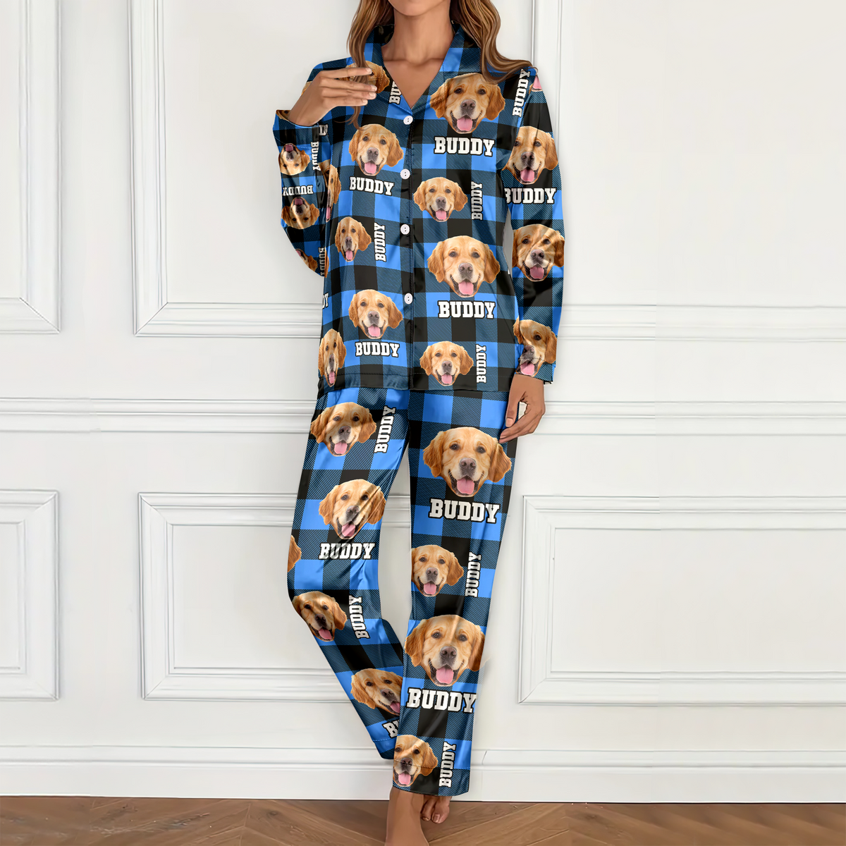 Custom Photo Name Dog Cat Satin Pajamas CH07 896208