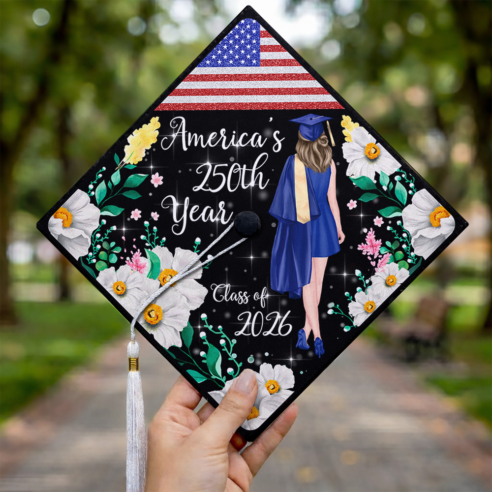 Personalized America 250th Anniversary Class of 2026 Graduation Cap Topper TH10 169225