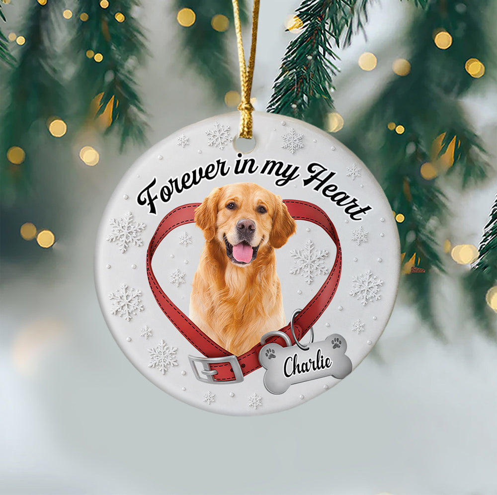 Custom Dog Photo Forever In My Heart Memorial 3D Inflated Effect Printed Ornament CH07 180444