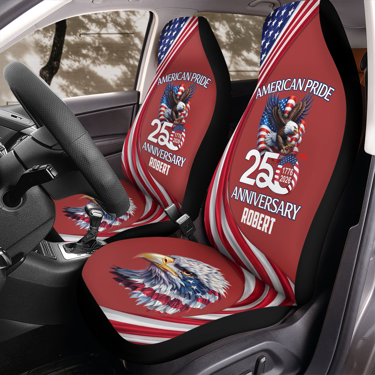 Custom Name American Pride Patriotic 250th Anniversary Eagle Car Seat Cover LM32 899551