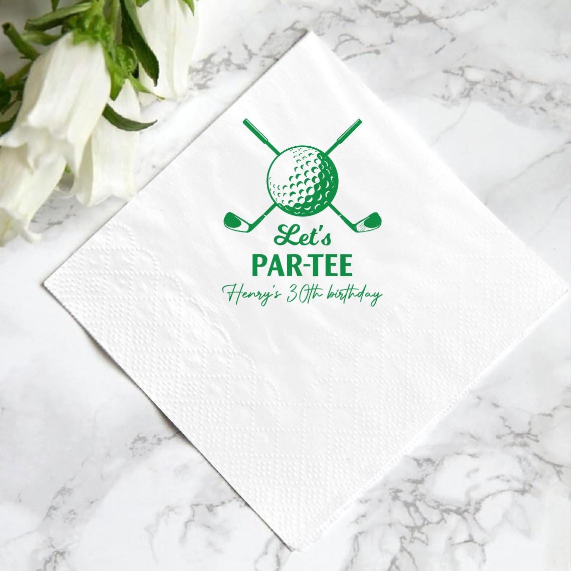 Personalized Name Let's Par-tee Golf Birthday Party Beverage Cocktail Napkins LM32 899777