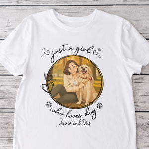 Custom Cartoon Photo Just A Girl Who Loves Dogs Bright Shirt LM32 893789