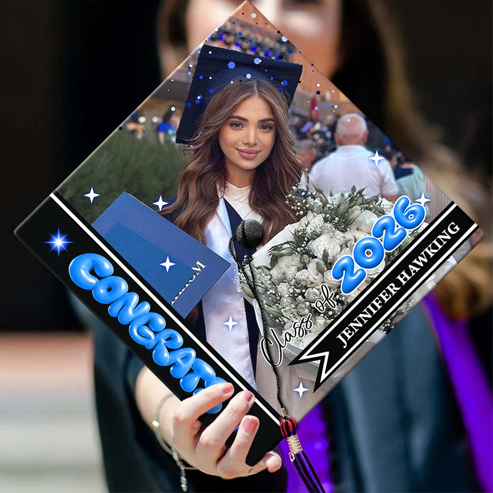 Custom Photo Class of 2026 Graduation Cap Topper, Personalized Congrats Grad Gift LM32 899369