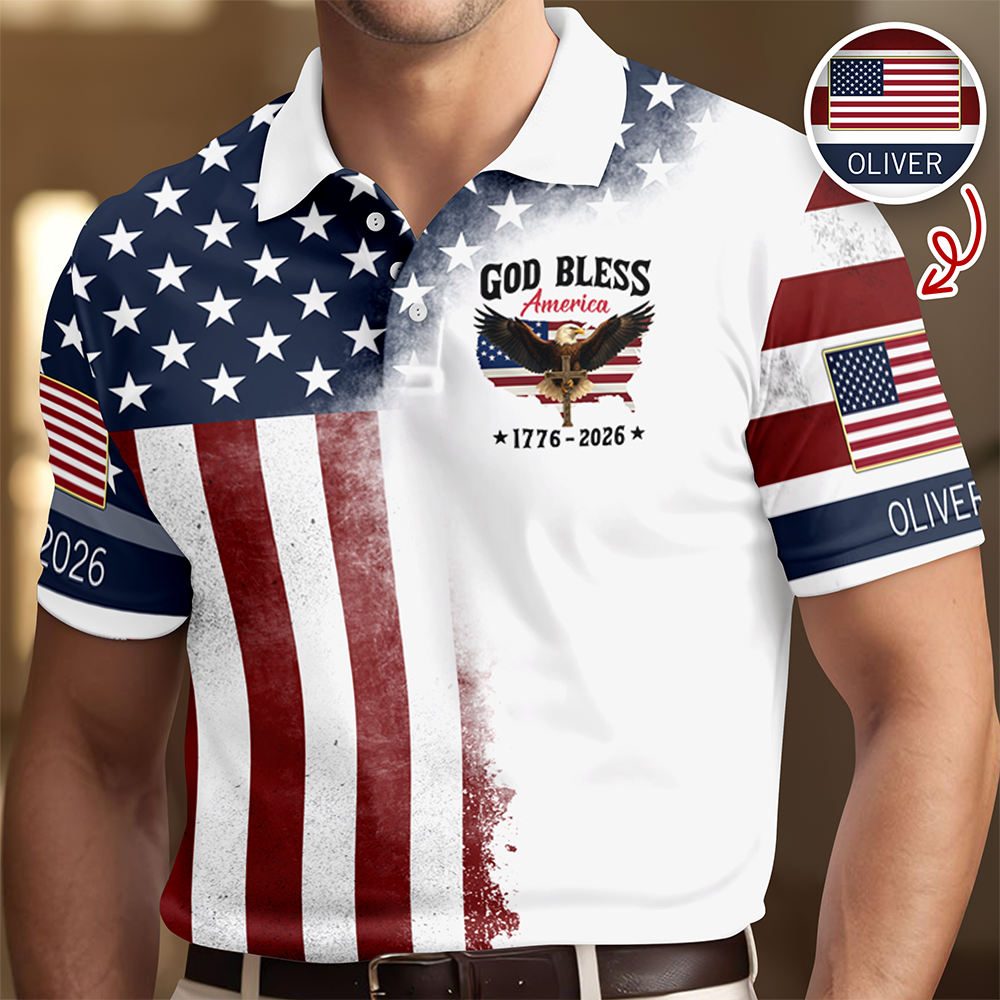 Custom Name 250th United States Of America 1776–2026 Anniversary Patriotic Polo Shirt HO82 901948