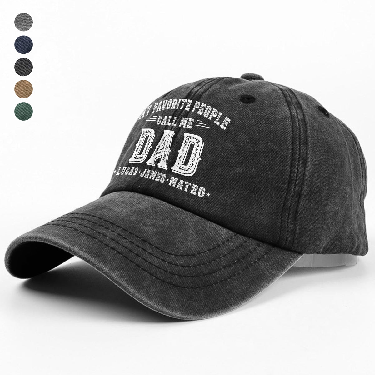 My Favorite People Call Me Daddy - Personalized Washed Denim Baseball Cap HO82 894420