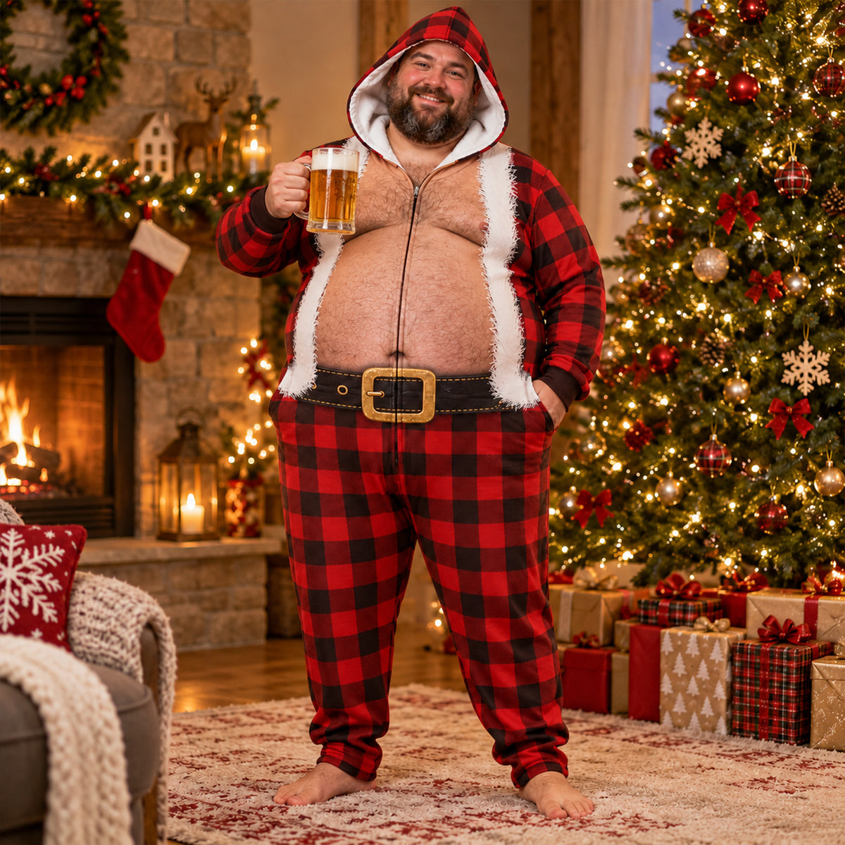 Personalized Funny Hairy Body Onesie Pajamas Gift for Him HA75 919290