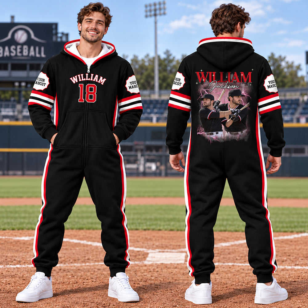Custom Baseball Photo Onesie Pajamas - Baseball Player Gift HO82 903704