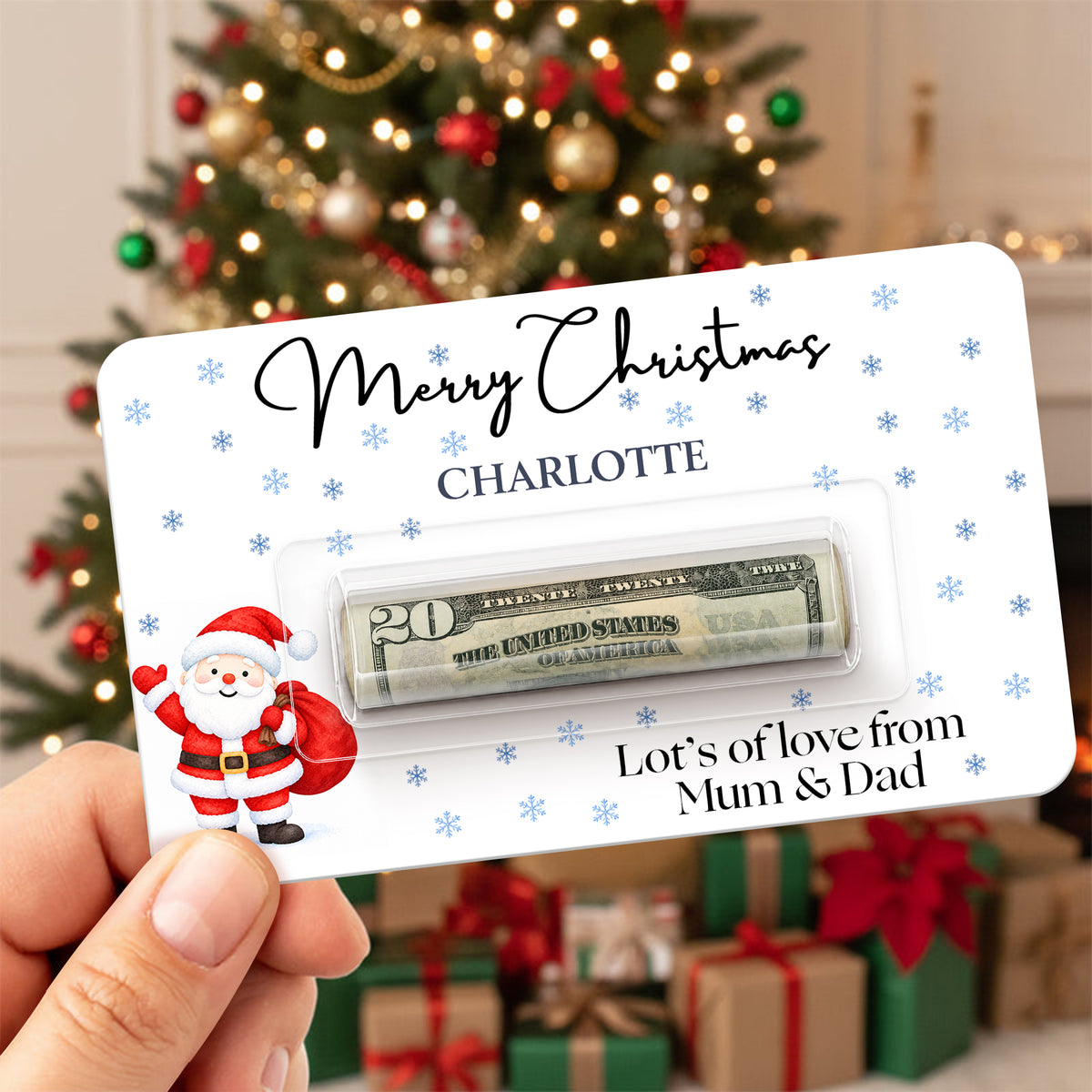 Personalized Christmas Money Holder Card, Thoughtful Cash Gift for Family & Friends HA75 919388