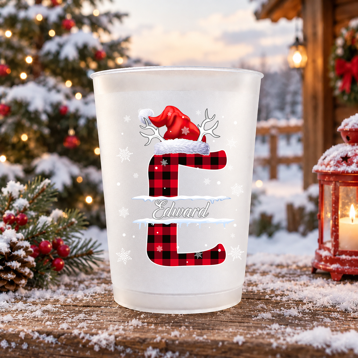 Custom Name Initial Letter Christmas Monogrammed Family Cups TH10 171377