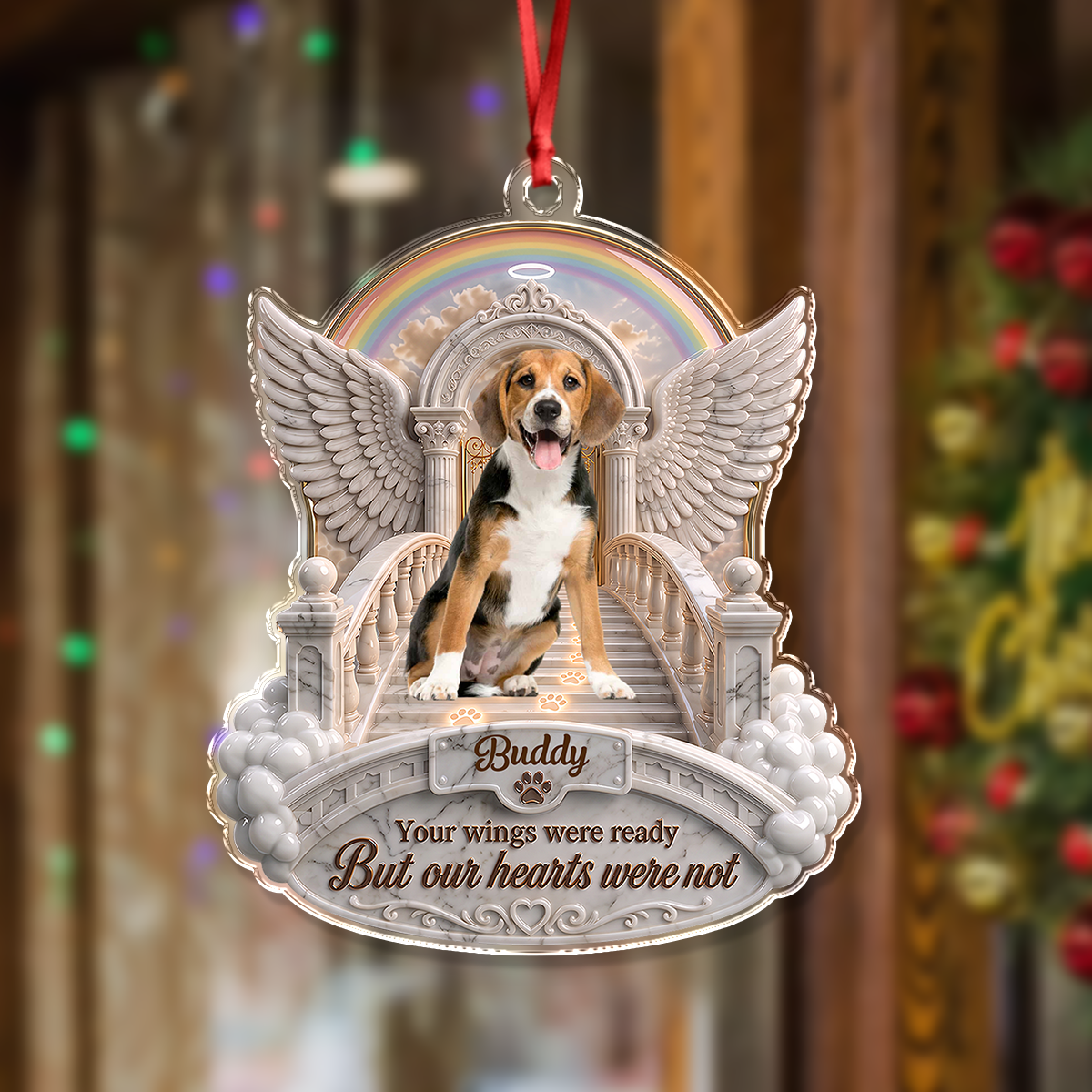 Custom Photo Pet Memorial Angel Wings 3D Effect Acrylic Ornament HO82 903960
