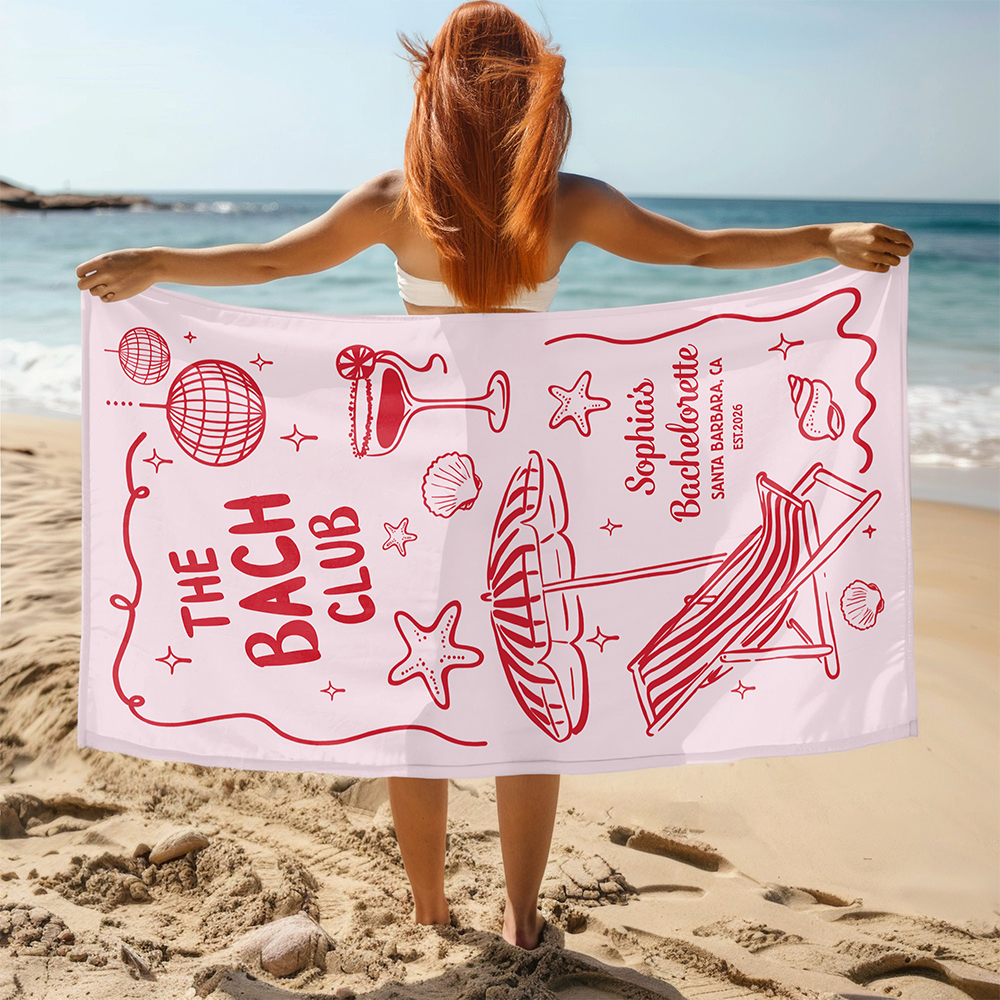 Personalized Bachelorette Beach Towel – Bridesmaids & Girls Trip Custom Towel Gift CH07 911010