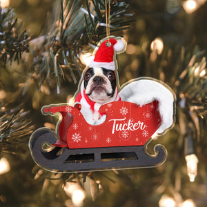 Custom Dog Photo Santa Acrylic Ornament HO82 891104