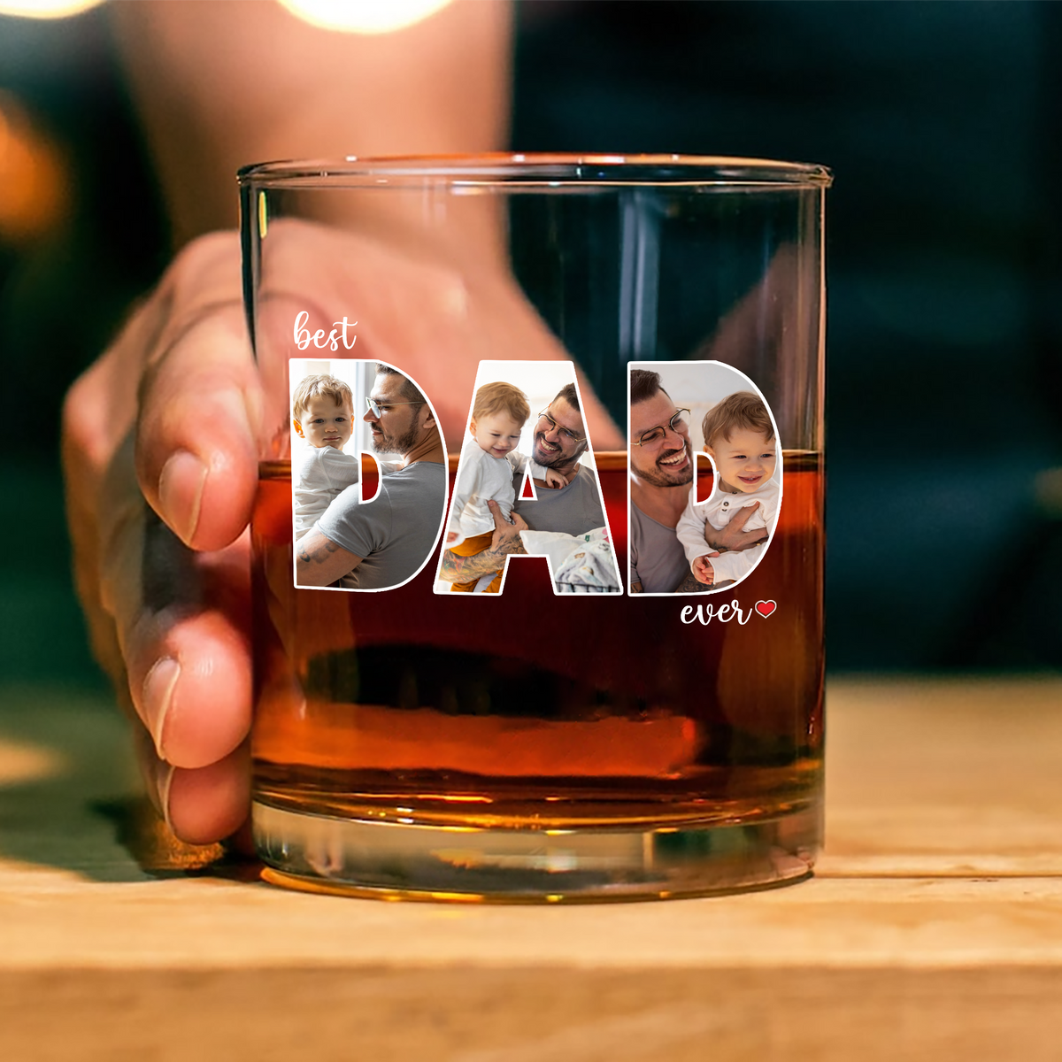 Custom Photo Best Dad Ever Whiskey Glass Father's Day Gift HA75 921284