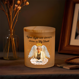 Custom Photo Your Light Will Always Shine In My Heart Memorial Glass Jar With LED Candle Sympathy Gift For Family Members HO82 893832
