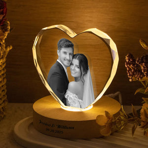 Custom Wedding Photo Engraved Crystal Photo With Light CH07 910034
