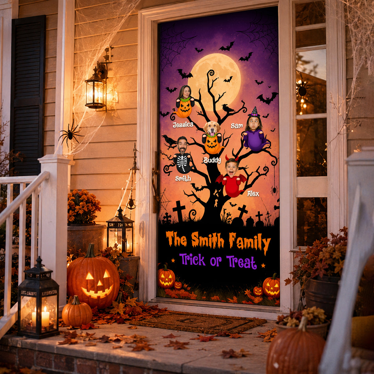 Custom Photo Halloween Gift For Family Little Monsters Door Cover - Door Decorations HO82 903150