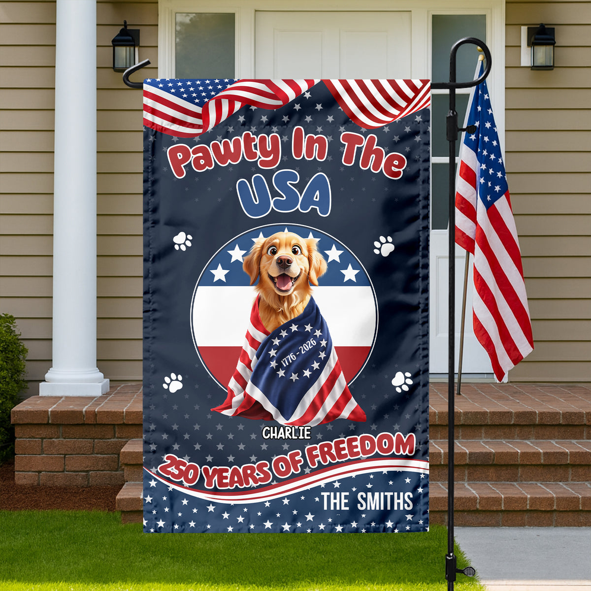 Personalized Pawty In The USA 250 Years Of Freedom Dog Garden Flag HA75 920300