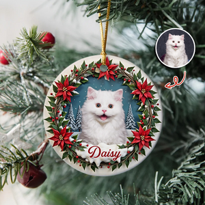 Custom Photo Cat Personalized Ceramic Ornament For Christmas HA75 897068