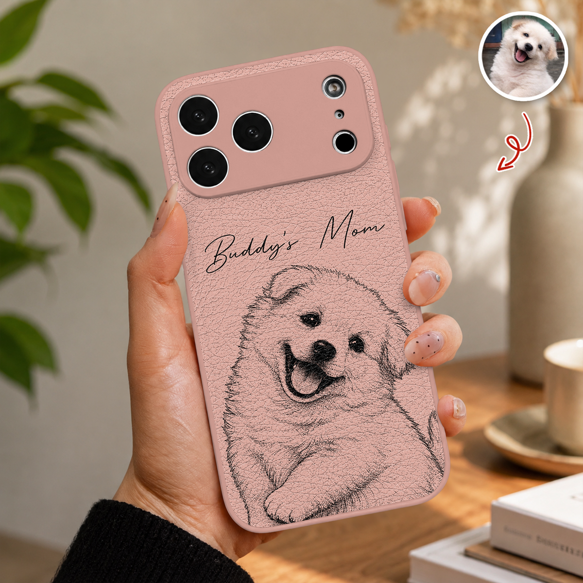 Custom Dog Dad, Dog Mom, Cat Dad, Cat Mom Personalized Leather Phone Case HA75 921888