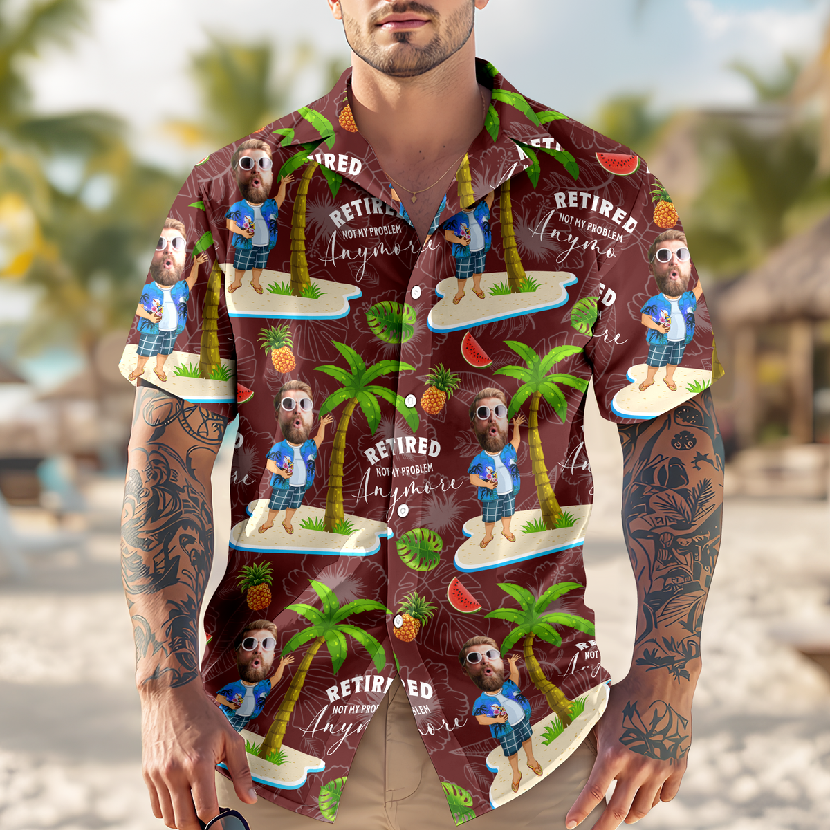 Custom Face All Over Print Hawaiian Shirt Personalized Retirement Gift for Dad LM32 893483