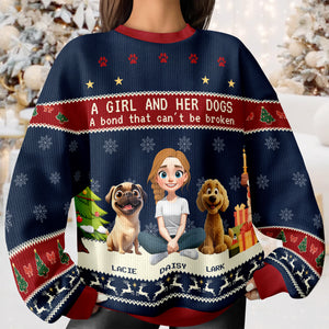 A Girl With Her Dogs - Personalized Ugly Sweater TH10 896263